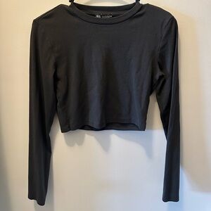 Zara Black Long Sleeve Crop Top